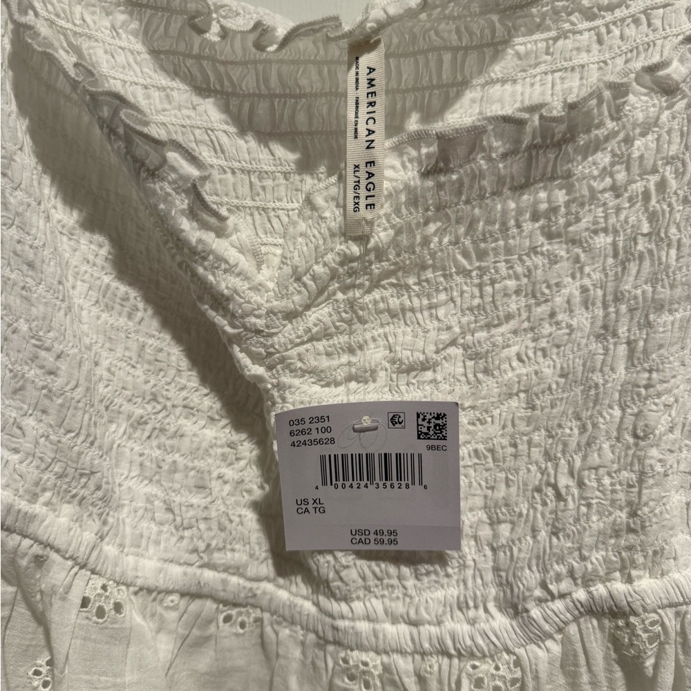 American Eagle Outfitters White Eyelet Blouse - Picture 2 of 2
